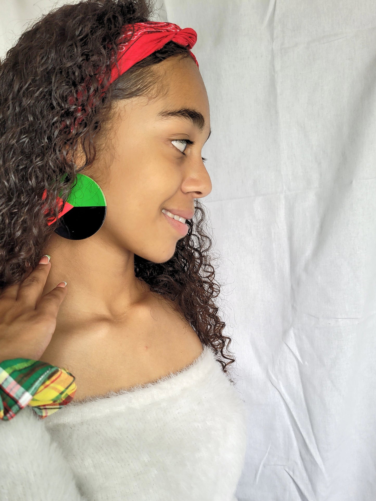 Boucles d'oreilles MQ vert rouge noir