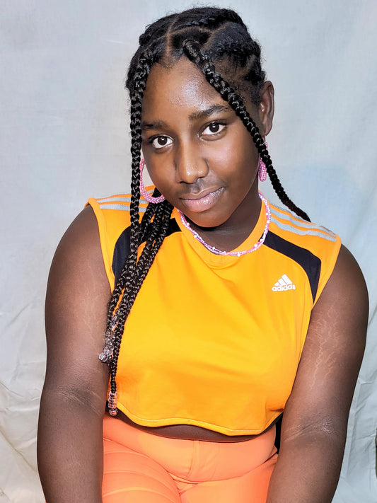 Crop Top Adidas Orange Upcyclé