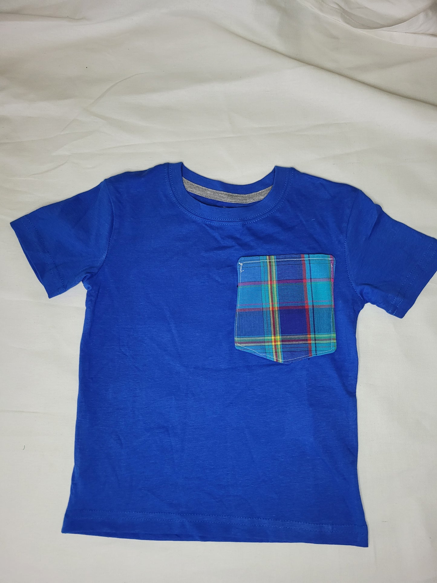 Tee-shirt madras bleu 4 ans