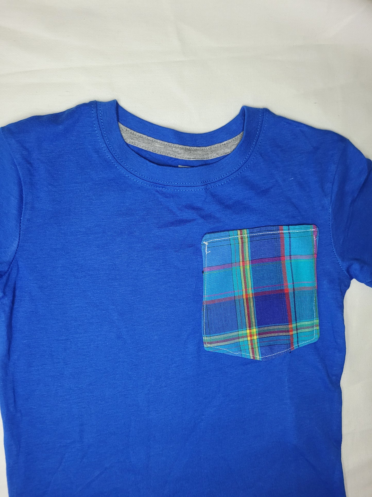 Tee-shirt madras bleu 4 ans