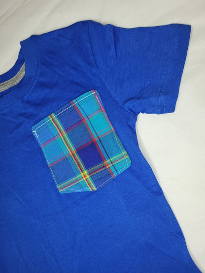 Tee-shirt madras bleu 4 ans