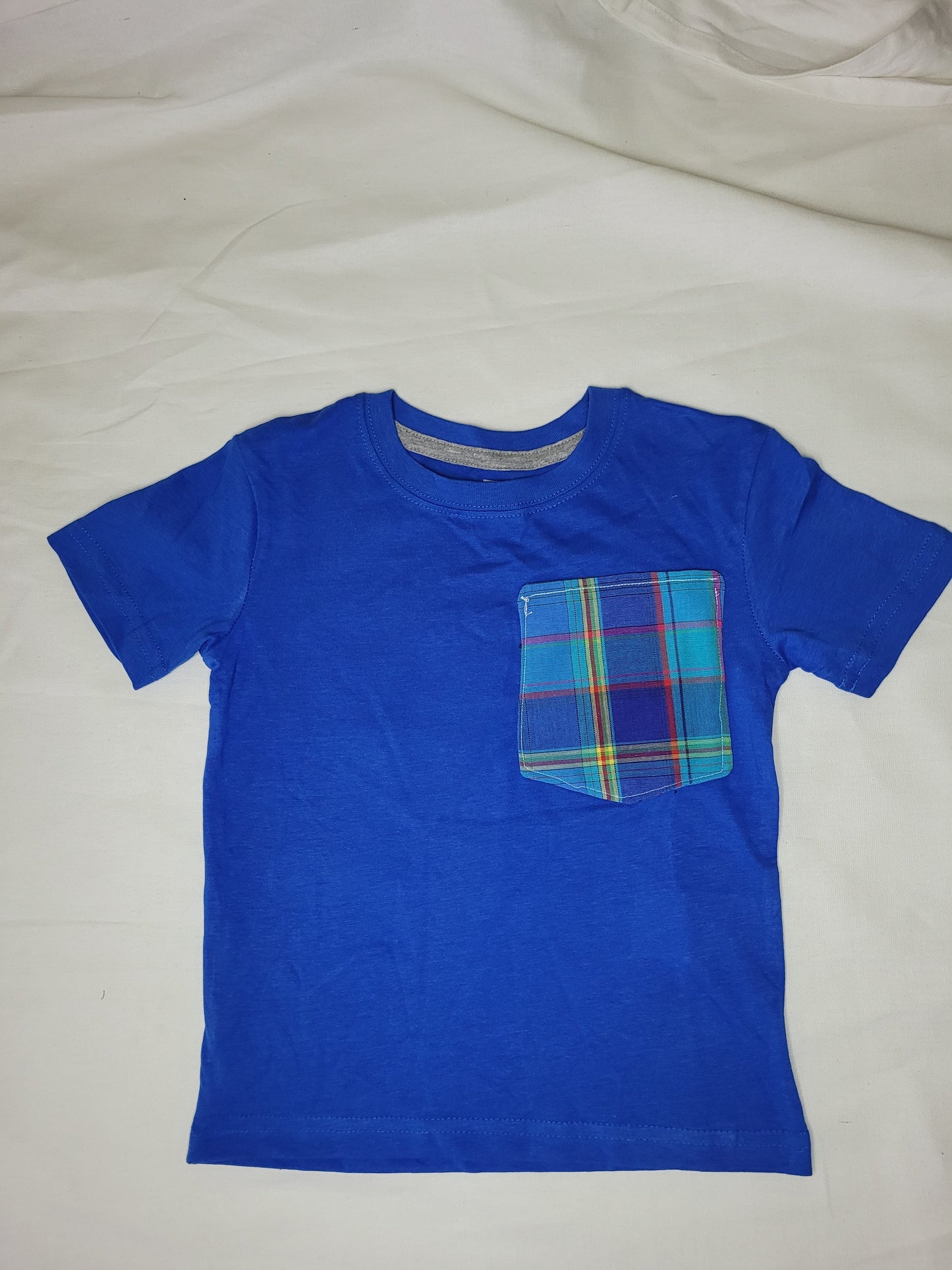 Tee-shirt madras bleu 4 ans