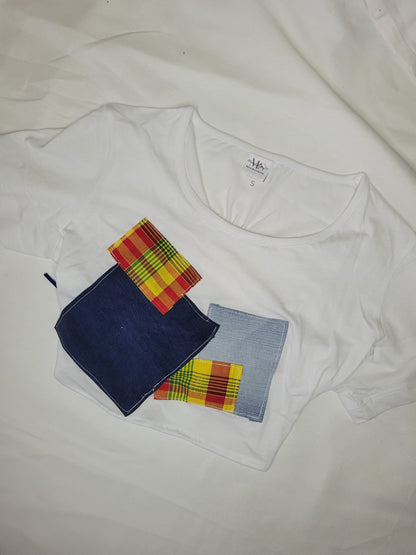 Crop Top Patchwork Madras et jeans