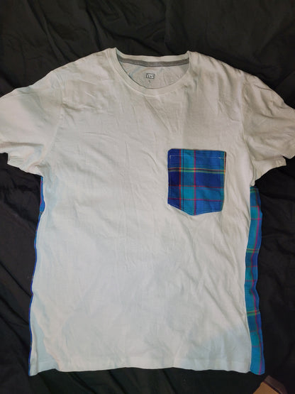 Tee-shirt madras bleu à bandes mixte