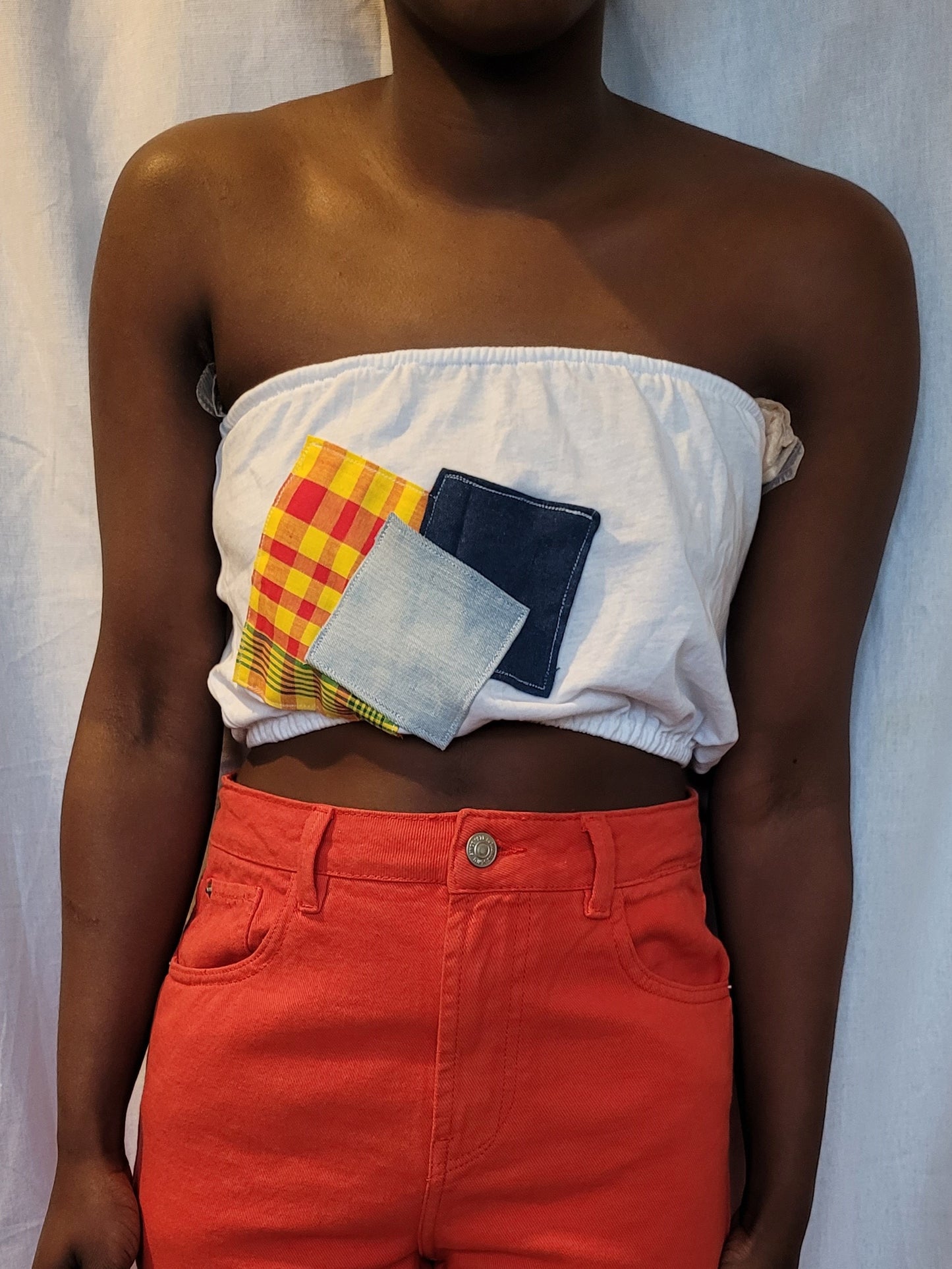 Bustier Patchwork Madras et jeans