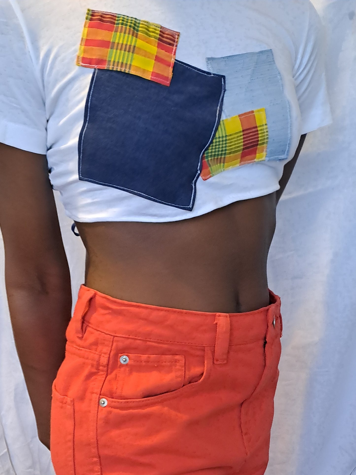 Crop Top Patchwork Madras et jeans