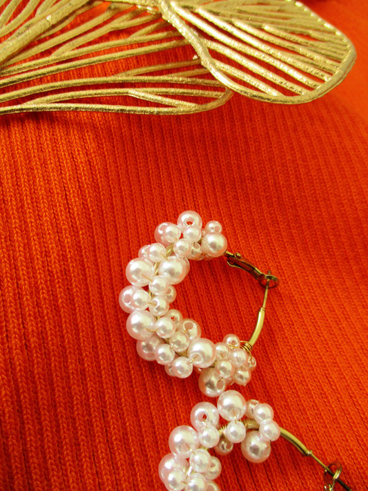 Mini Créoles Mina Blanc nacré multi 2.5 cm