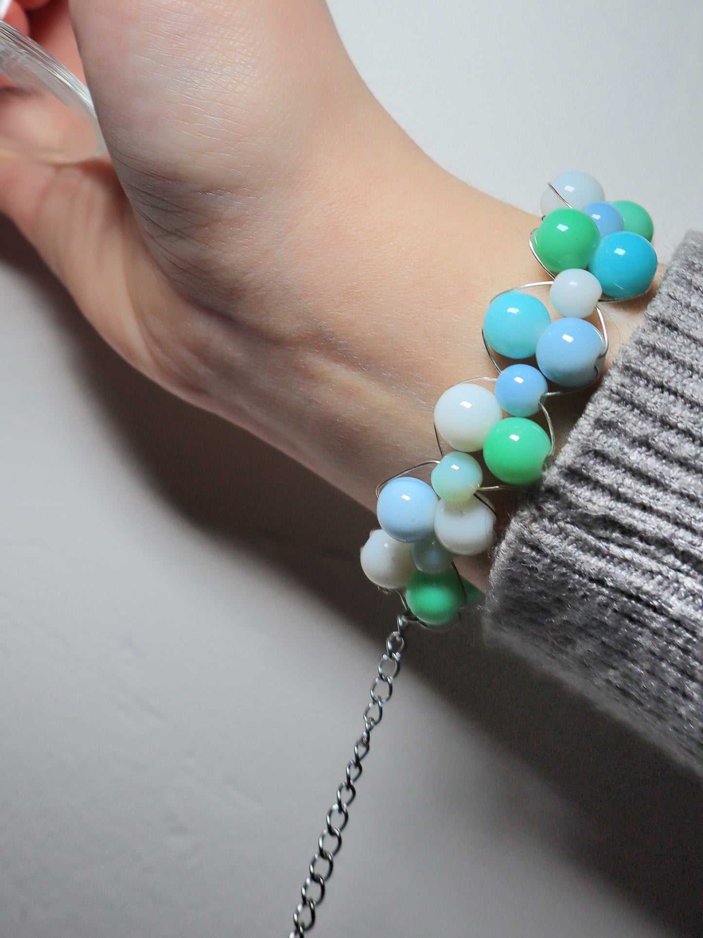 Bracelet / Chevillière tressé bleu