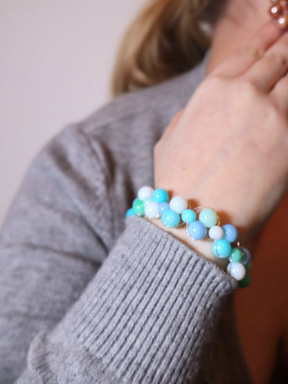 Bracelet / Chevillière tressé bleu