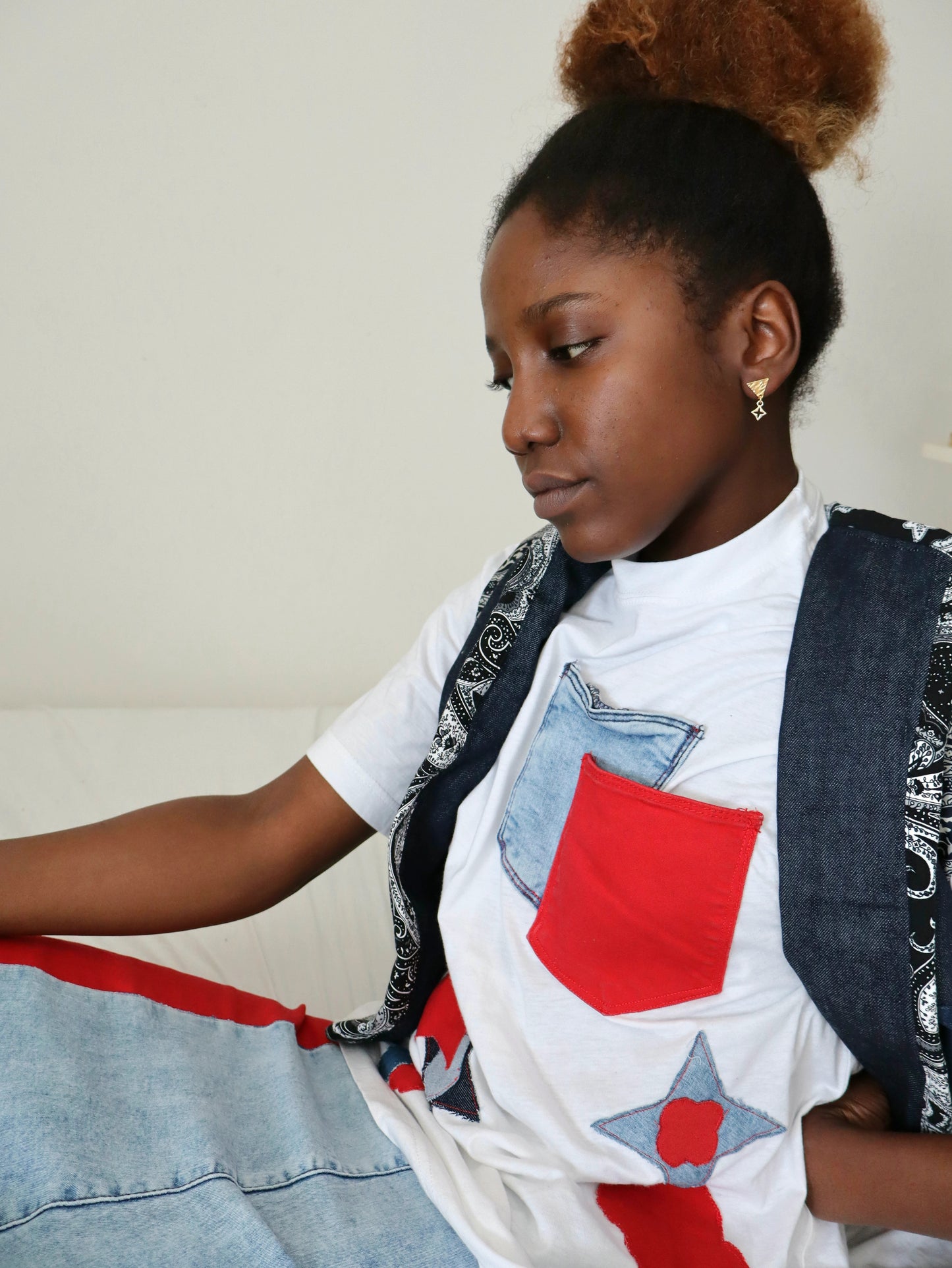 Tee-shirt Patchwork Rouge et Jeans